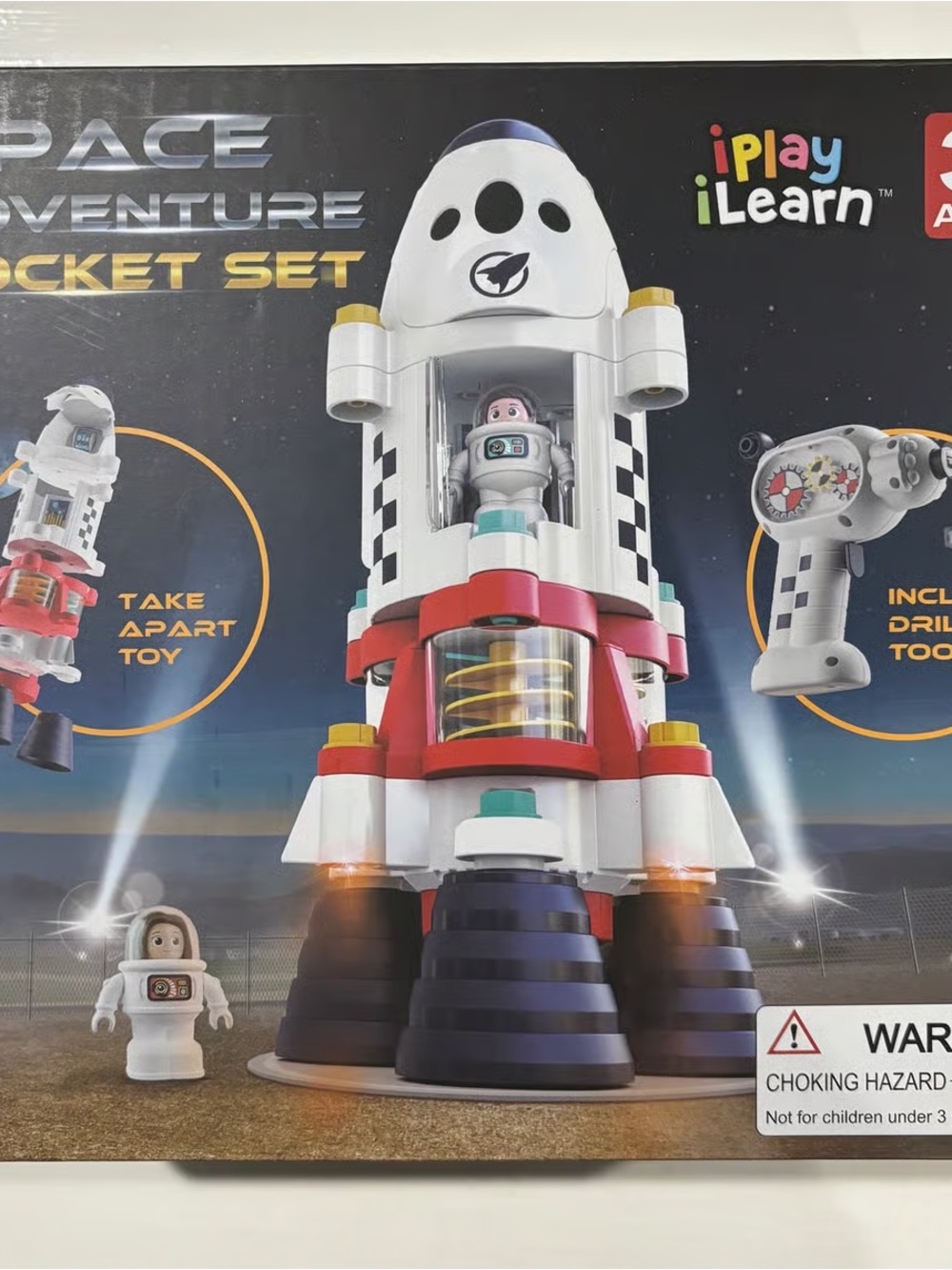 Kids White & Red Space Adventure Rocket Toy - New: Sealed in Box
